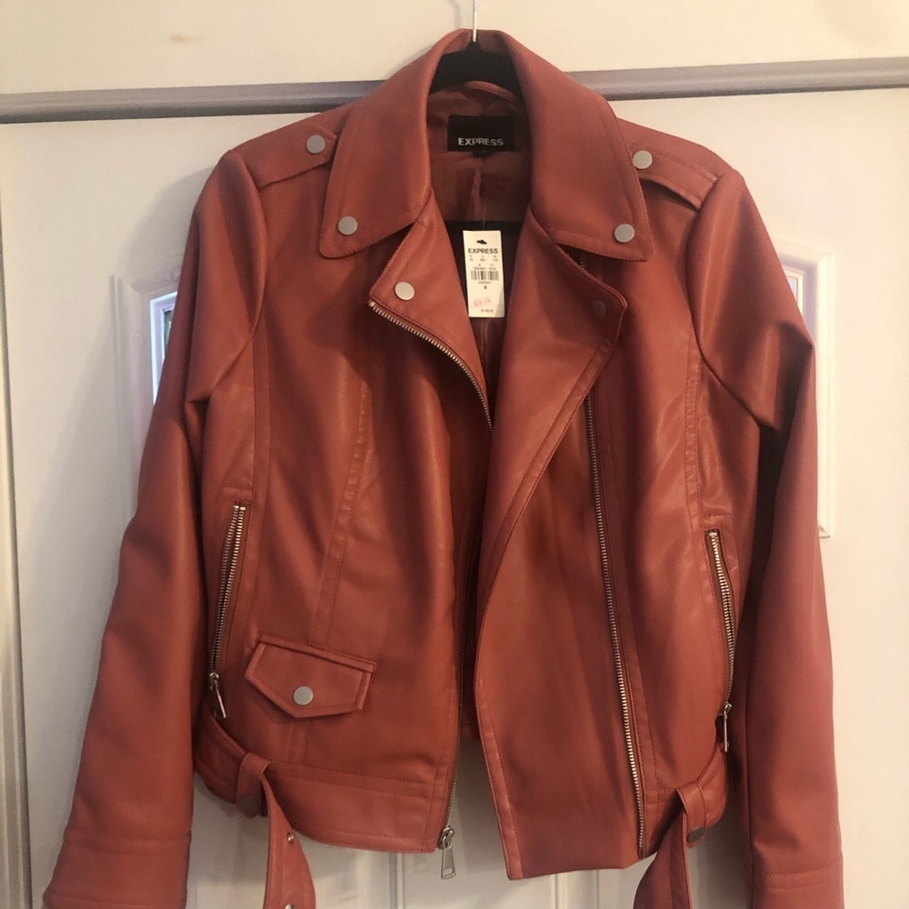Express Dusty Rose Vegan Leather Jacket NWT